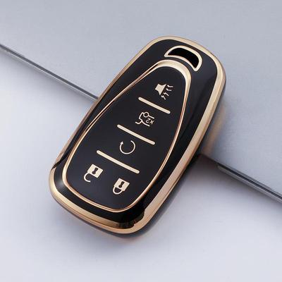 Gold-rimmed Car Key Cover Shell for Chevrolet Malibu XL, Camaro, Trailblazer RS. 5-button 4-button with Package Buckle. Cross-border Applicable.