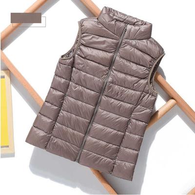 Lightweight Solid Color Women's Down Vest Short Vest Standing Collar Vest Lightweight 90% White Duck Down Coats Jacket