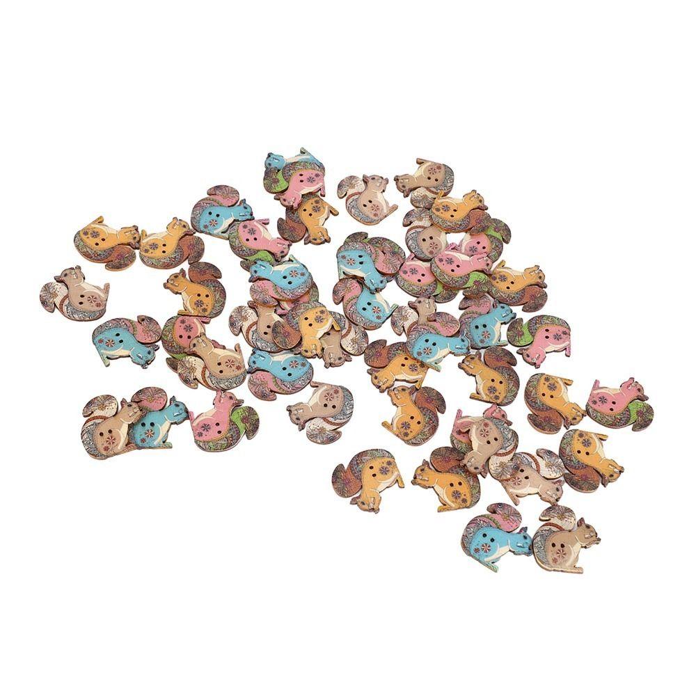 100pcs Assorted Colors Wood Buttons 1.18in Long Animal Buttons Craft Buttons DIY Decoration