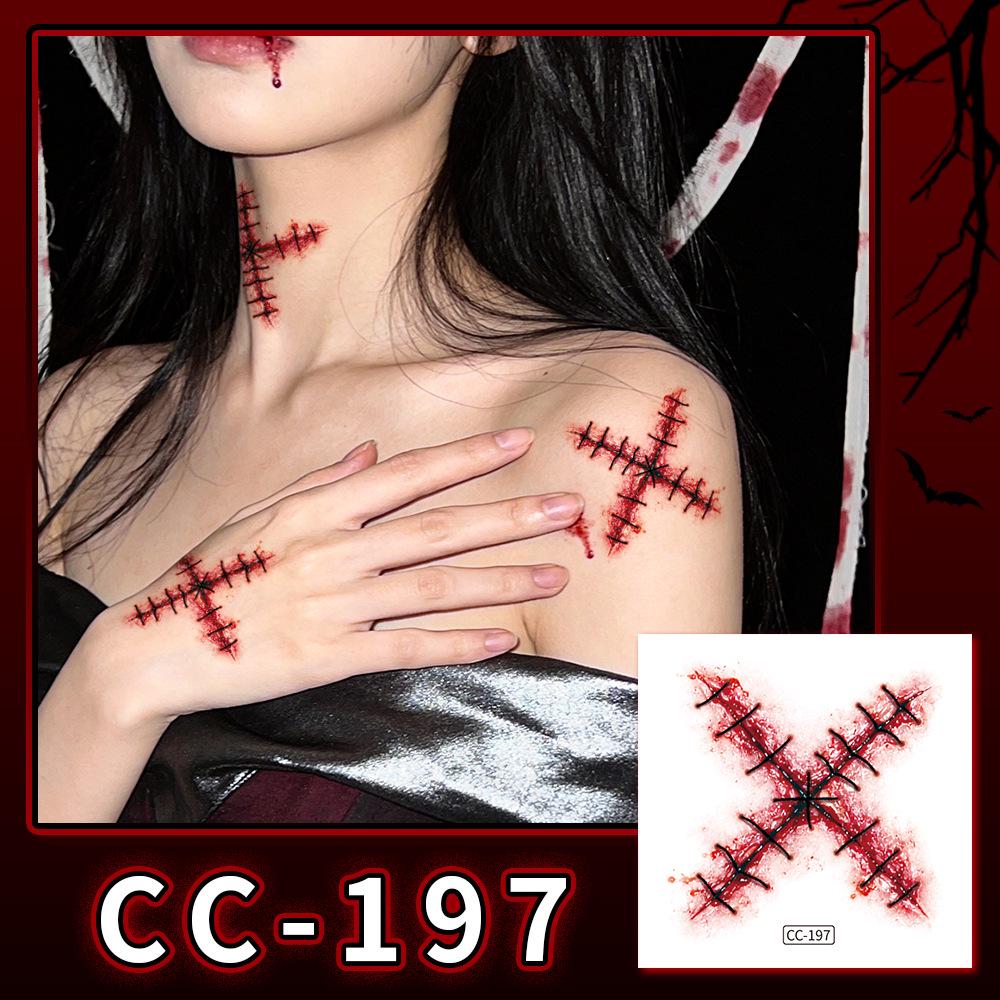 Nuovi Tatuaggi Impermeabili di Halloween Horror Cicatrice Faccia - Adesivi Trucco Opachi per Feste Festival