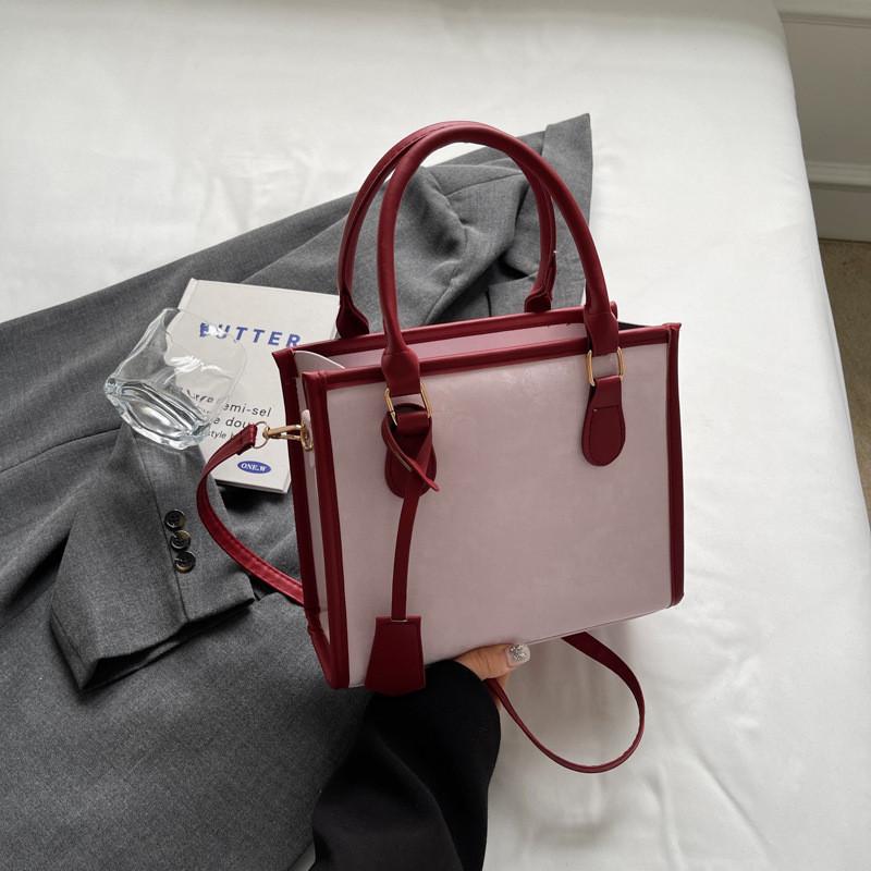 Trendy Korean Style Tote Bag For Women Stylish Casual Color Block Crossbody Bag 2024
