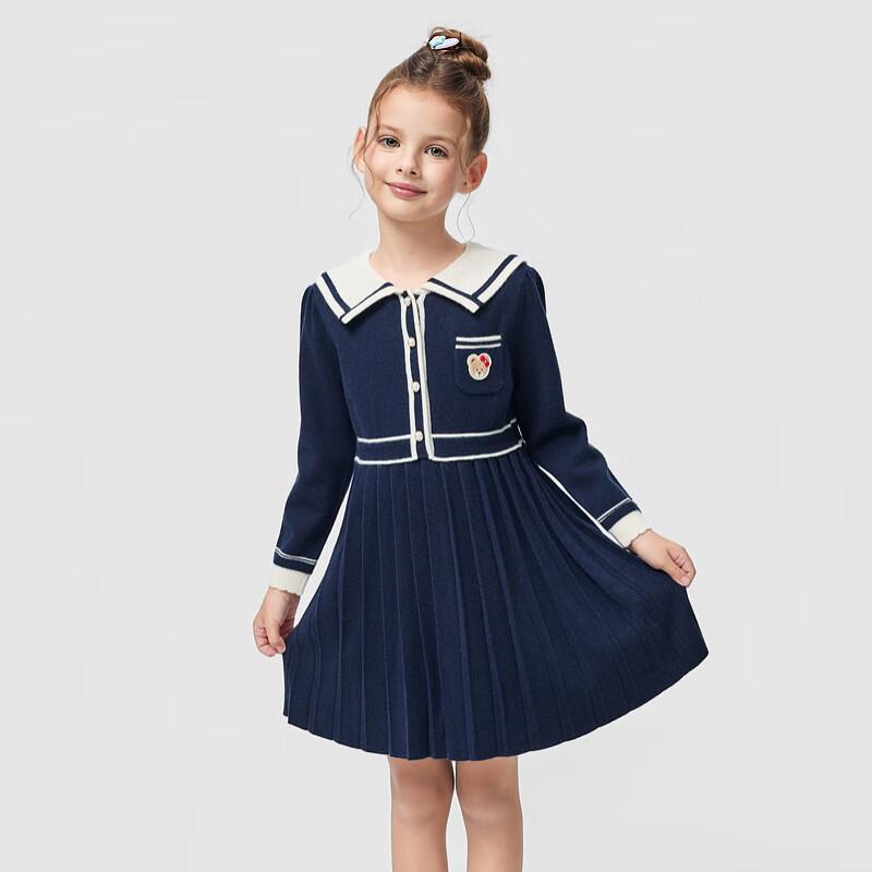 PawinPaw Girls' 2025 A/W Cartoon Bear Knitted Dress
