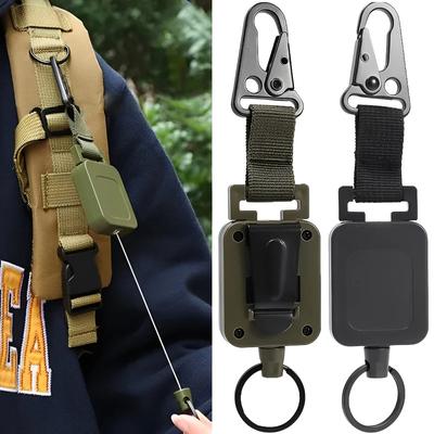 1PC High Quality Steel Wire Retractable Badge Reels Multi-purpose Tactical Backpack Hooks Outdoor Fishing Accessories