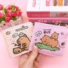 Cartoon Foldable Capybara Wallet Short Money Bag Cute Coin Purse Pu Leather Mini Purse Card Holder With Buttons Money Clip