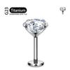 Titanio F136 2/2,5/3/4/5/6Mm Stud Labret con Zirconia Cubica 16G Trago Elica Cartilagine Conchiglia Flatback Lobo Orecchio Piercing Gioielli Corpo