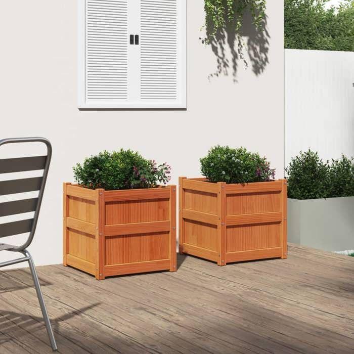 VidaXL Planters 2 Pcs Wax Brown Solid Pine Wood 837429