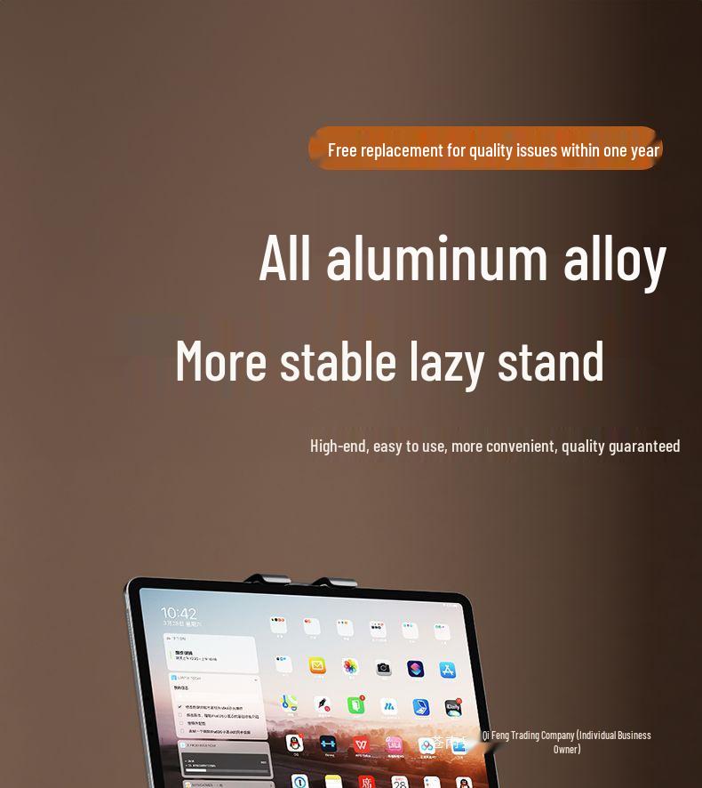 Aluminum Alloy Rotatable Tablet Stand with Mechanical Arm and Universal Metal Desktop Support.