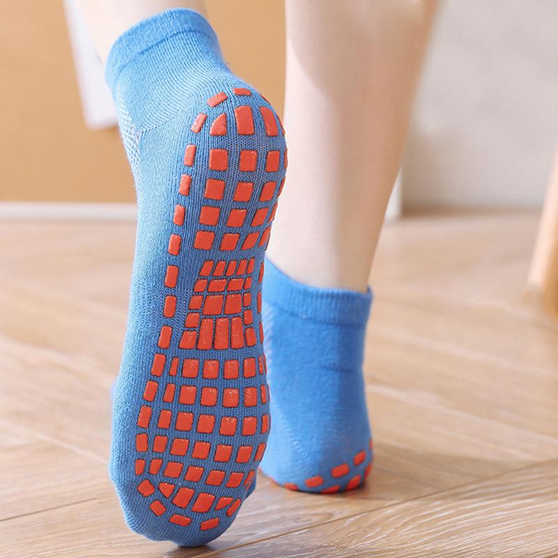 1 Pair Glue Point  Cotton Yoga Socks Sweat-absorbent Breathable Trampoline Socks Indoor Non-slip Floor Socks for Women and Men