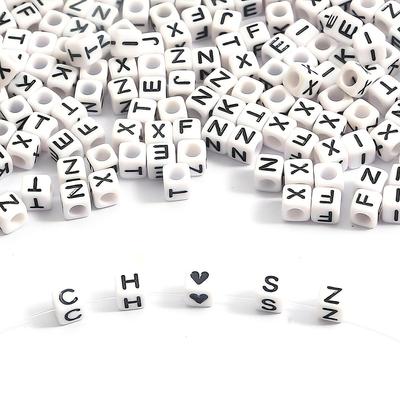 500G Letter Beads Cubic Acrylic Beads White Alphabet Beads 6mm Faceted Beads For Jewelry Making