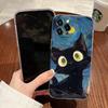 Retro Oil Painting Starry Sky Cat Case For Apple iPhone 17 16 15 14 13 12 11 Pro Max 16 Plus 16E 17Air 17Pro Phone Cover Funda
