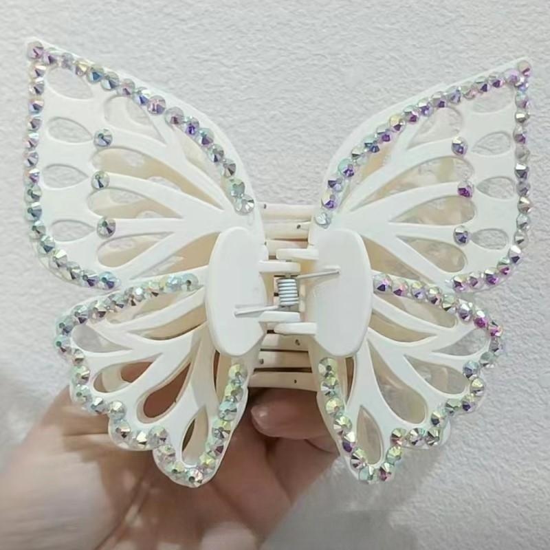 New Butterfly Big Hair Claws Fashion Barrettes Acrylic shining Double Layer Hair Accessories for Girls Claw Clip