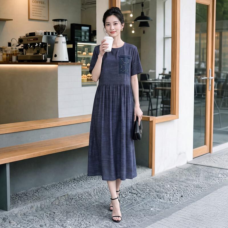 ChianBaNian 100% Mulberry Silk Pleated Midi Dress