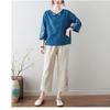 Women's Retro Chinese Buttoned Embroidered Shirt, Cotton-Linen, Loose Fit, Three-Quarter Sleeves
