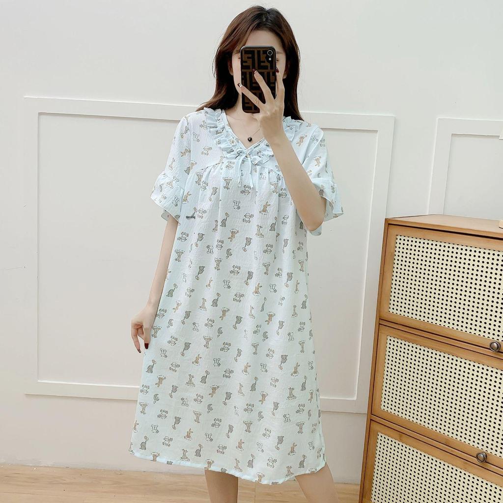 Women's Cloud Cotton Short Sleeve Nightgown - Summer Pajamas & Outdoor Sweet Girly Dress Homewear