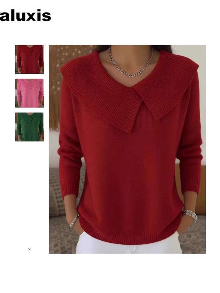 New Fashion Korean Retro Cute Temperament Slimming Crewneck Knit Sweater Casual Lazy Style