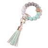 Stock Silicone Beads Elastic Bangle Bracelet Keychain Leather Tassel Silicone Beads Bracelet Wristlet Keychain for Women