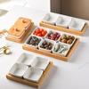 Nordic Ceramic Compartment Snack & Dessert Plate with Lid