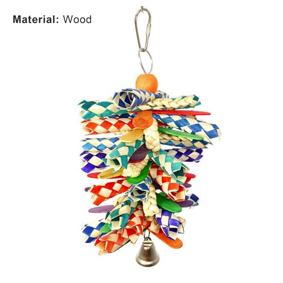 Yousheng Parrot Toy Multi-color Decorative Woven Pet Bird Chew Hanging Pendant for Medium Birds