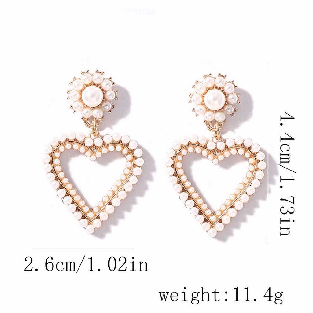 Korean Version of Simple Temperament, Imitation Pearl Hollow Love, Daily Versatile Commuter Earrings, Lady Gentle Women's Style