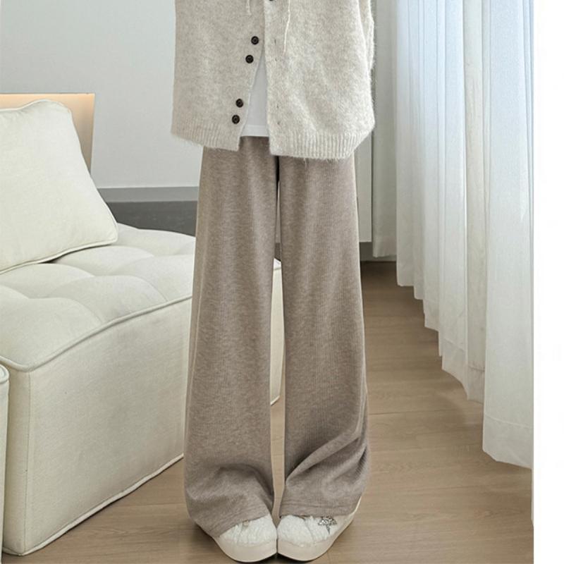 Velvet Wide-leg Pants for Women's Sniffing Autumn and Winter New Loose High Waist Draping Straight Pants Cashmere Narrow Version Casual Pants