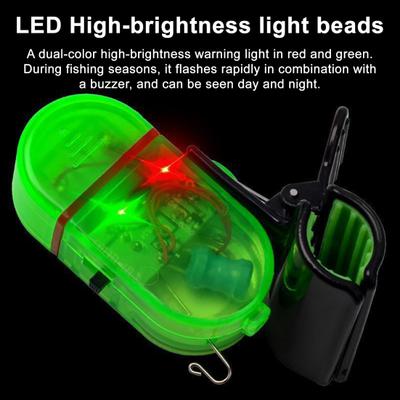 4 Piezas Alarma de Picada de Caña de Pescar Impermeable Alerta LED con Zumbador Fuerte Clip-On Sensor Electrónico de Pesca Nocturna para Todas las Cañas