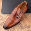 Fashion Men's Leather Shoes Wedding Office Dress Oxford Pointed Toe Shoe Fashion Classic Handmade Leather Monk Buckle Strap Loafers Shoe