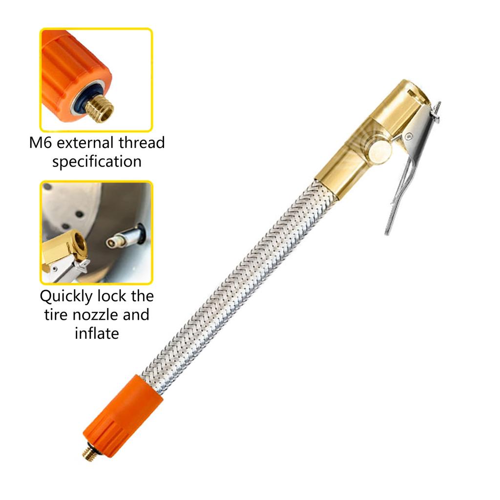 Inflator Pump Hose, Adapter with Locking Air Tyre Tire Air Hose,Inflatable Tube,Stainless Steel Inflation Hose