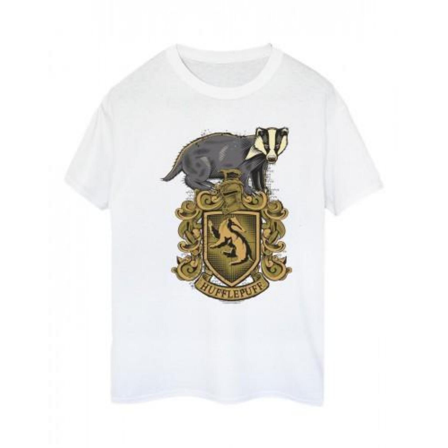 HARRY POTTER Womens_Ladies Hufflepuff Sketch Crest Cotton Boyfriend T-Shirt S