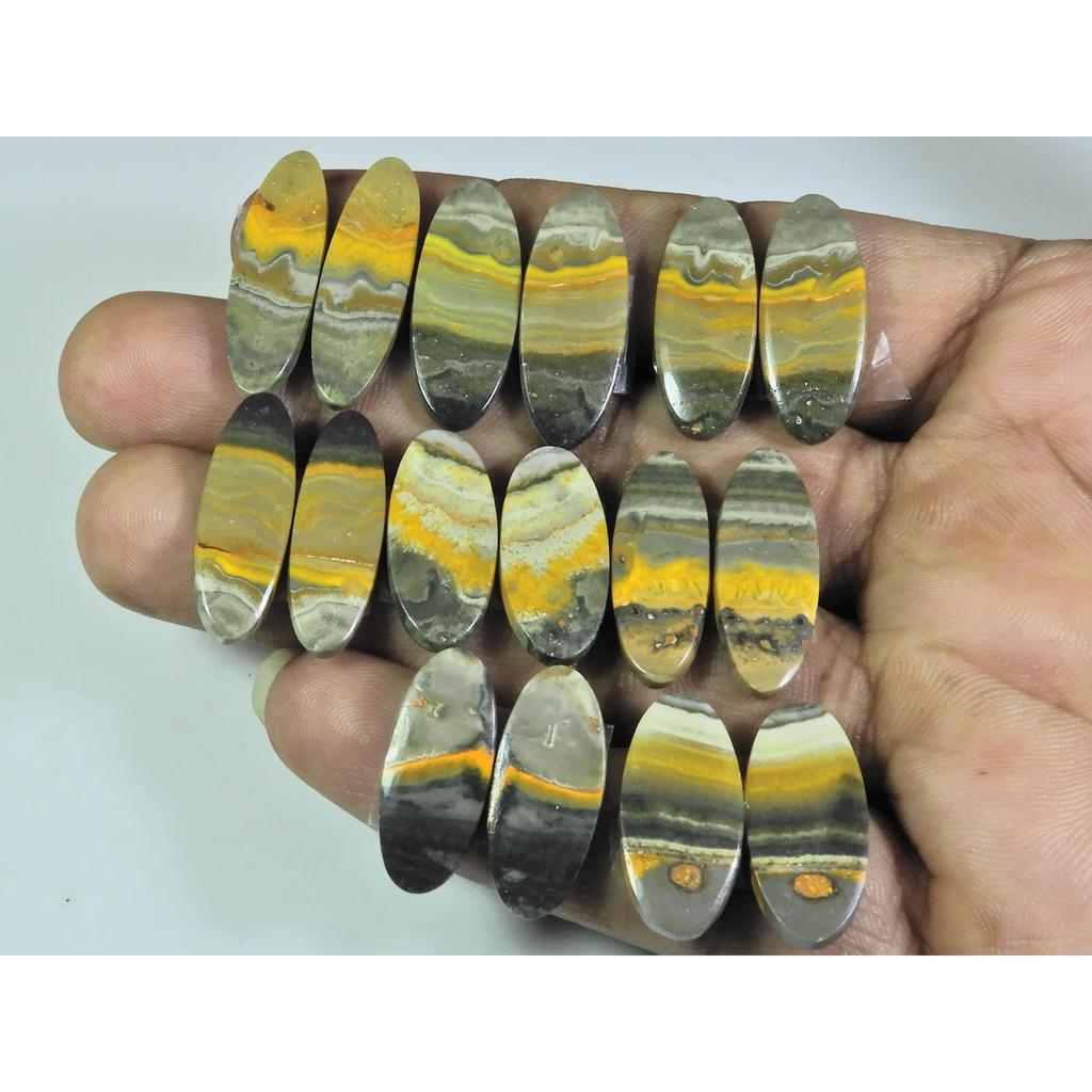 9X21-10X26MM Natural Bumble Bee Jasper Pair Oval Cabochon Gemstone 8Pair Lot C-116