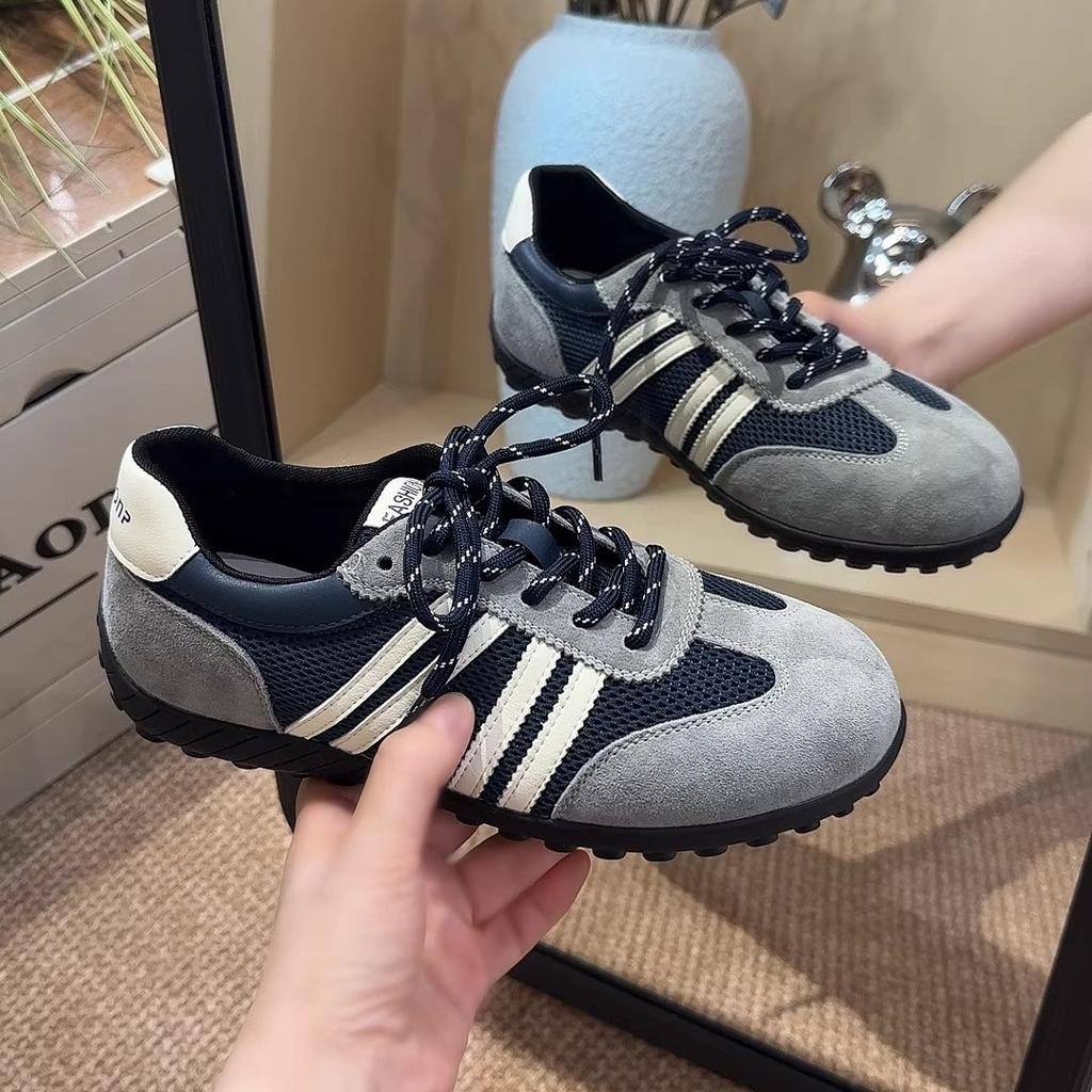 2025 Summer New Retro Lightweight Mesh Breathable Flat-bottomed German Training Shoes Women's Soft-soled Versatile Casual Sports Forrest Gump Shoes