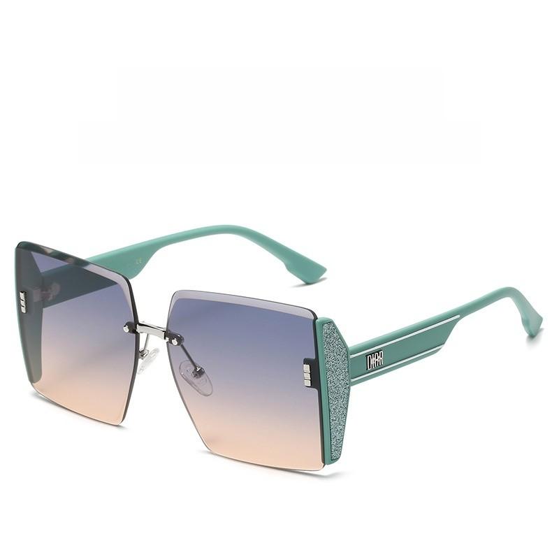 

Fashion Unisex Frameless Square Sunglasses With Uv400 Protection For Summer Travel Green