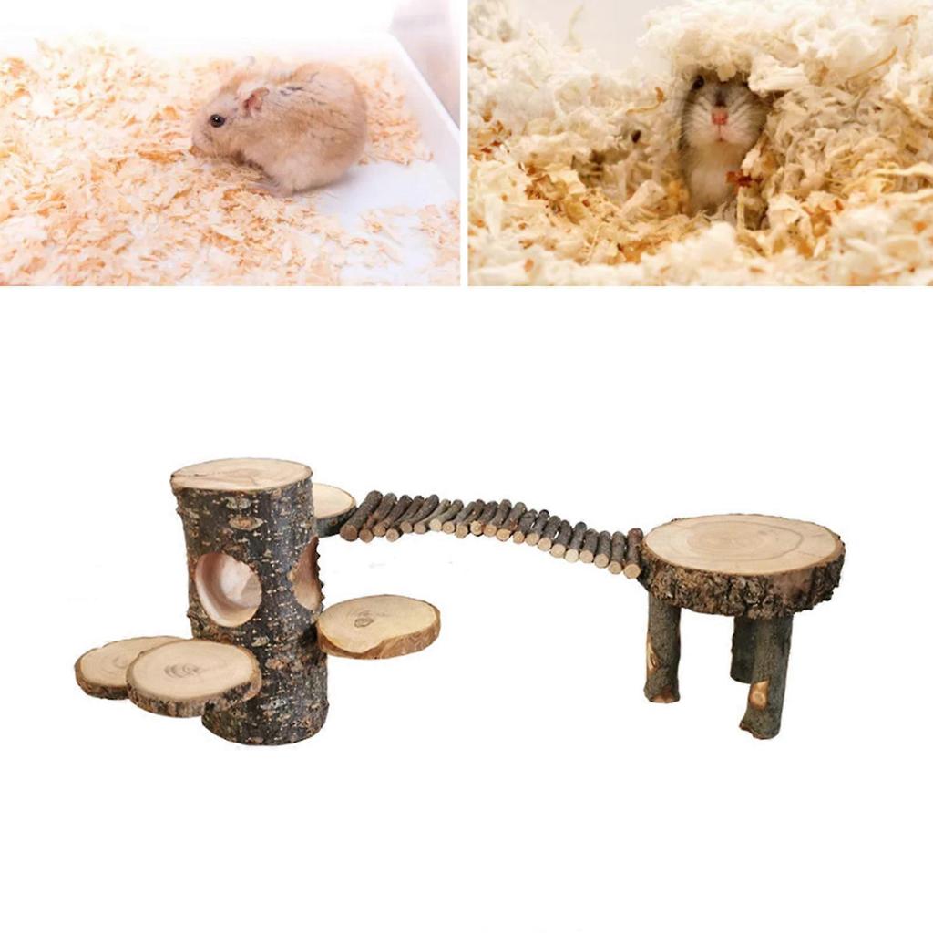 Hamster Cage Ladder Toy for Small Pet Wood Platform Squirrels Swing Playground Toy Accessories Small Animal Climbing Toy
