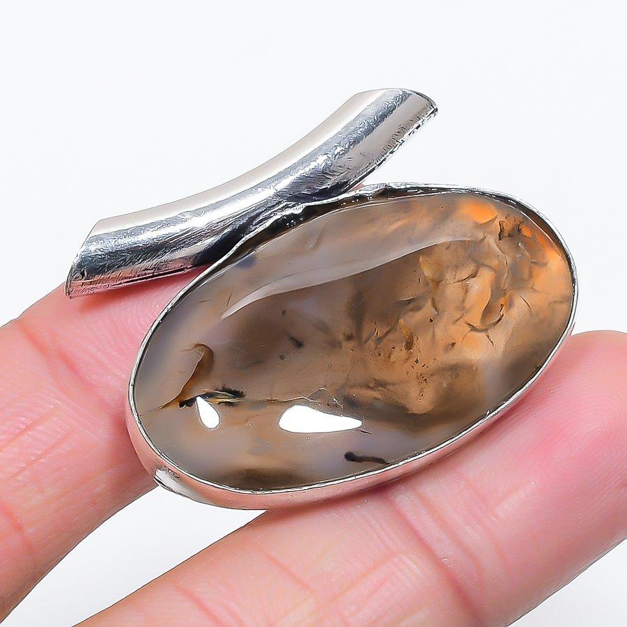 

Натуральный камень агат Монтана, серебро 925 пробы, ювелирная подвеска 1,26 b8H89