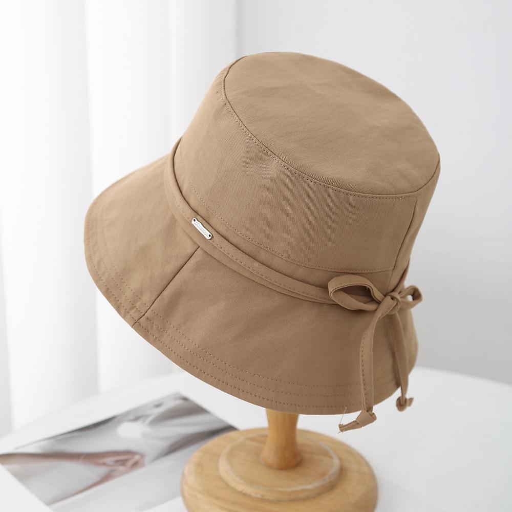 Women's Spring Summer Cloth Bow Bucket Hat Fisherman Cap Trendy Casual Sunscreen Simple New Sun Hat for Ladies