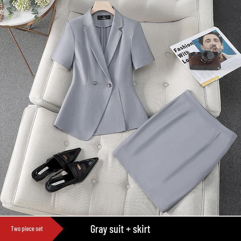 Premium Women's Formal Summer Suit Set: Beautician & Hotel Workwear Skirt