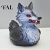 Dark Style Resin Desktop Decor 3D Printed Wolf Duck Collectible Figurine, Halloween Striking Wildlife Desk Decor, Curiosity Lovers Items Statue