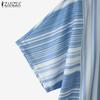 ZANZEA Women Summer V-Neck Loose Irregular Stripe Short Sleeve Blouse