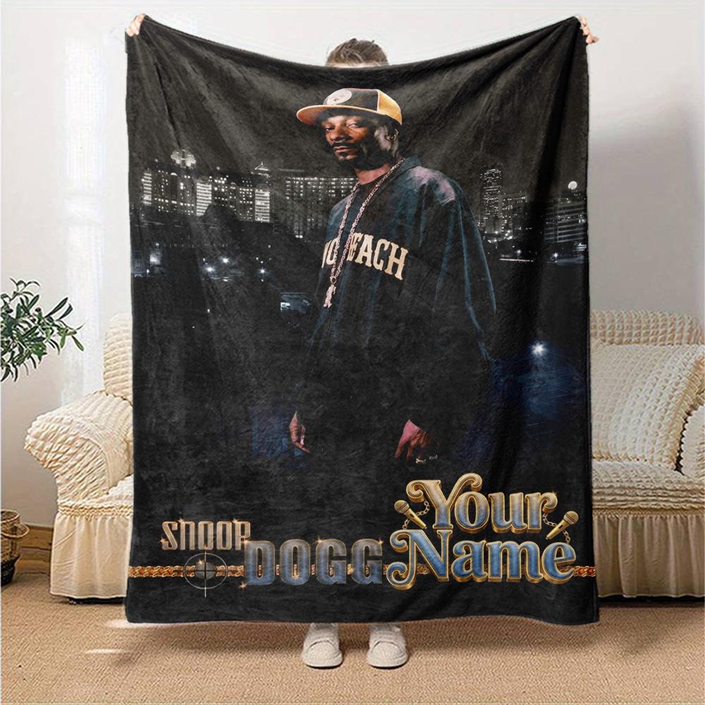 Name Custom Snoop Dogg Print Flannel Blanket High Quality Warm Comfortable Cover for All Seasons Perfect for Gifts Home Decor