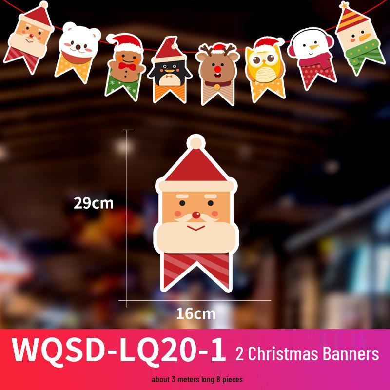 24 Christmas Cartoon Store Paper Bunting Flags for Festive Atmosphere
