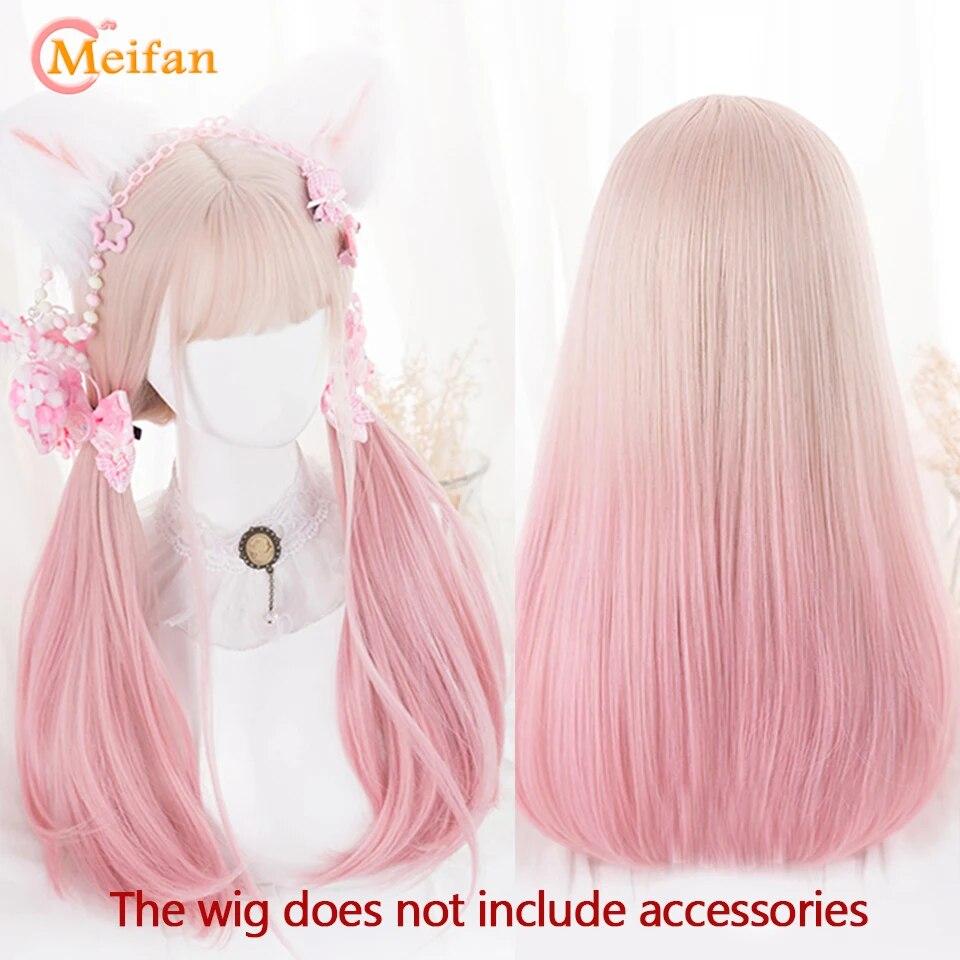 

Синтетический длинный омбре красочный парик Лолиты для косплея в стиле Харадзюку с челкой, натуральные волнистые парики для Хэллоуина, розовый, фиолетовый, синий, повседневные 69