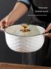 2025 Large 10.5-inch Double-Ear Ceramic Sauerkraut Fish Bowl with Lid - Anti-Scald, High-Capacity Soup Basin