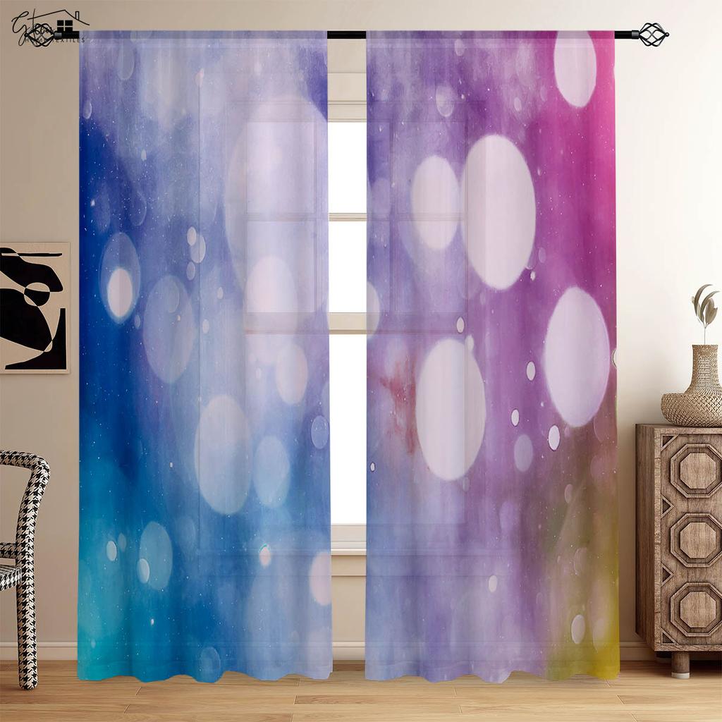 Rainbow Printed Curtains Colorful Cartoon Pattern 100% Polyester Rod Pocket Curtains Kids Room Living Room Decorative Curtains