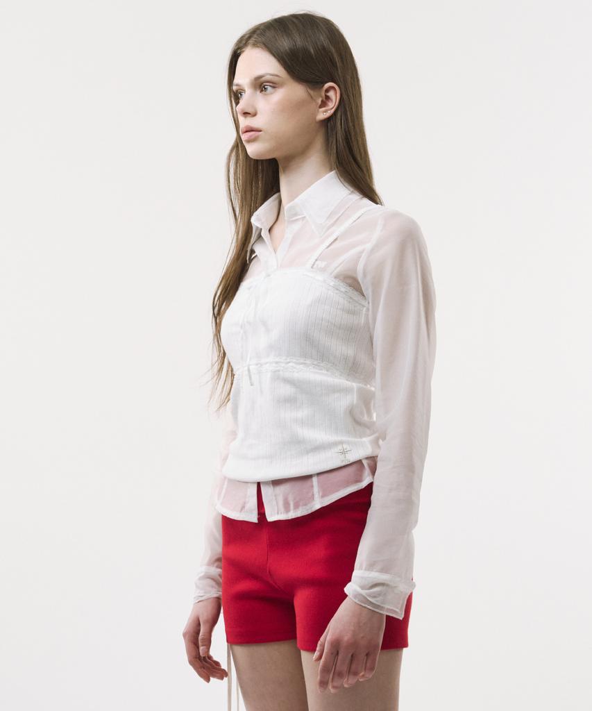Podeowedeo Sheer Layered Shirt (White)