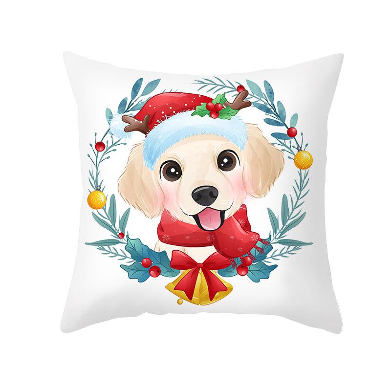 Cartoon Watercolor Christmas Pillow Cover Printed Cute Christmas Snowman Sofa Cushion Pillow Cover Home