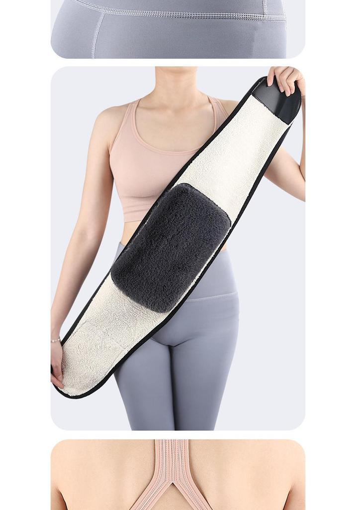 Velcro Adjustable Faux Lambswool & Rabbit Fur Lumbar Support Belt - Enhanced Warmth & Comfort