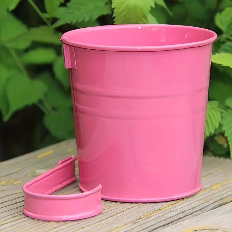 3Pcs Hanging Metal Flower Pots with Handles, Balcony Wall-Mounted Planters, Outdoor Garden Decoration – Random Color