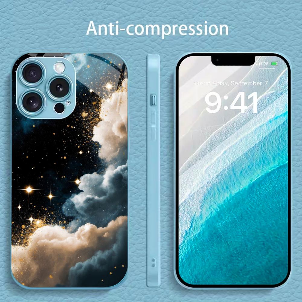 Clouds new Hot-selling protective case Phone Case Metallic paint Glass PhoneCase for iPhone 17 16 15 14 13 12pm Pro Plus