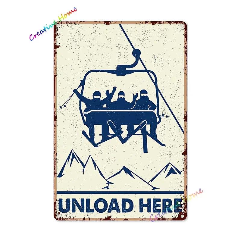 Eat Sleep Ski Metal Sign Skiing Tin Sign Wall Decor for Sport Cabin Lodge Mountain Skiing Decor Perfect Decorative Sign 8x12i