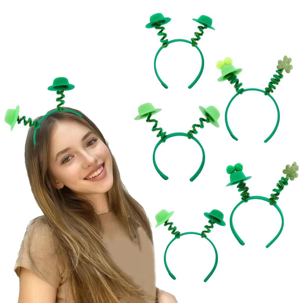 Adult Irish Shamrock Hairband with Shinning Sequins Glitter Powder Saint Patricks Day Headband Carnivals Hair Hoop