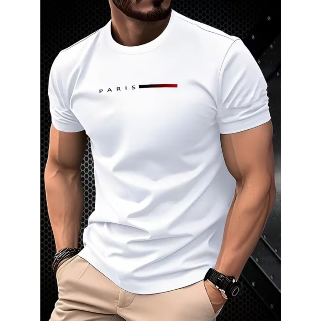 New Summer Men's Fashion T-shirt Personality Simple Pattern Printed Men's T-shirt Top